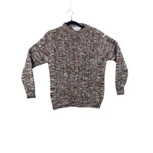 Aberdeen Sweater Mens L Brown Cable-Knit Pullover Acrylic Crew Neck Knit